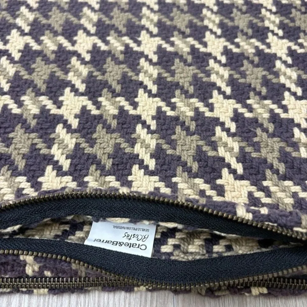 Crate & Barrel Seville Pillow Covers 18x18 Houndstooth Cotton Set of 2 NWT